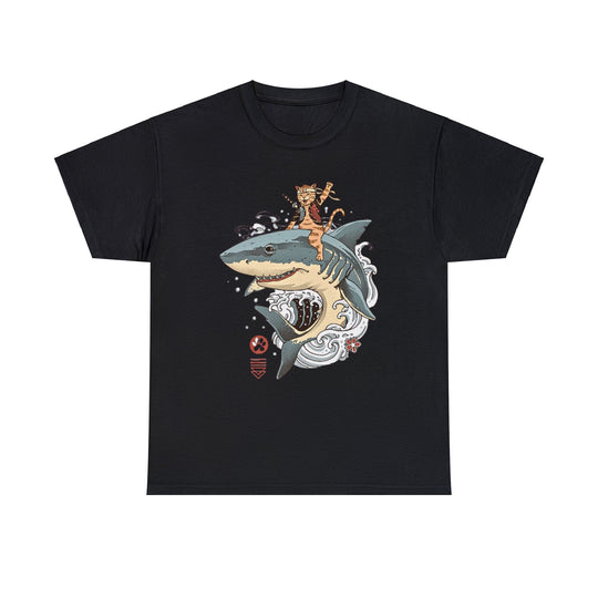 Shark Rider Cat T-Shirt - Aquatic Adventure Gear