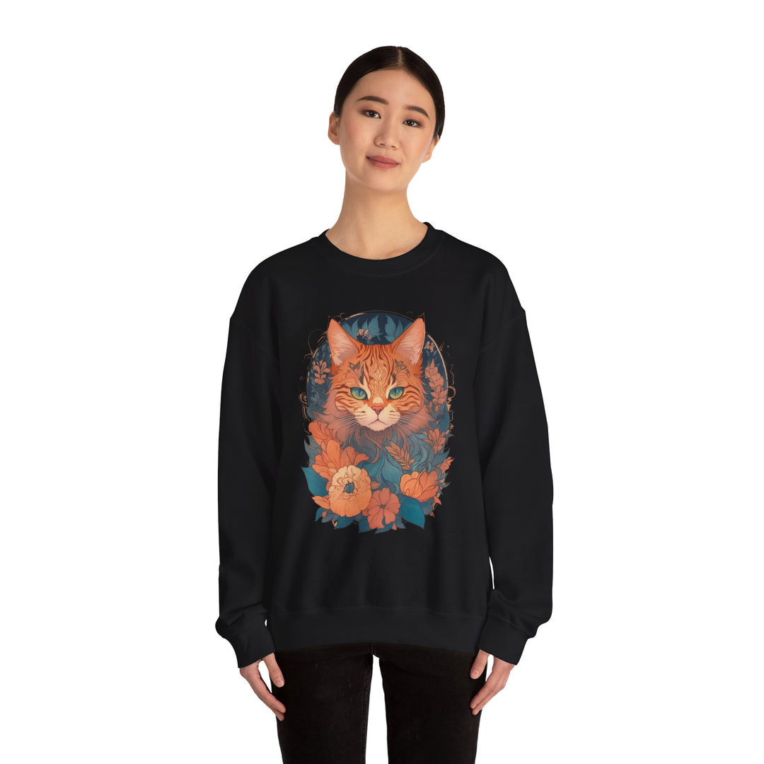 Garden Gaze Cat Petals and Paws Sweatshirt - Blooming Cat