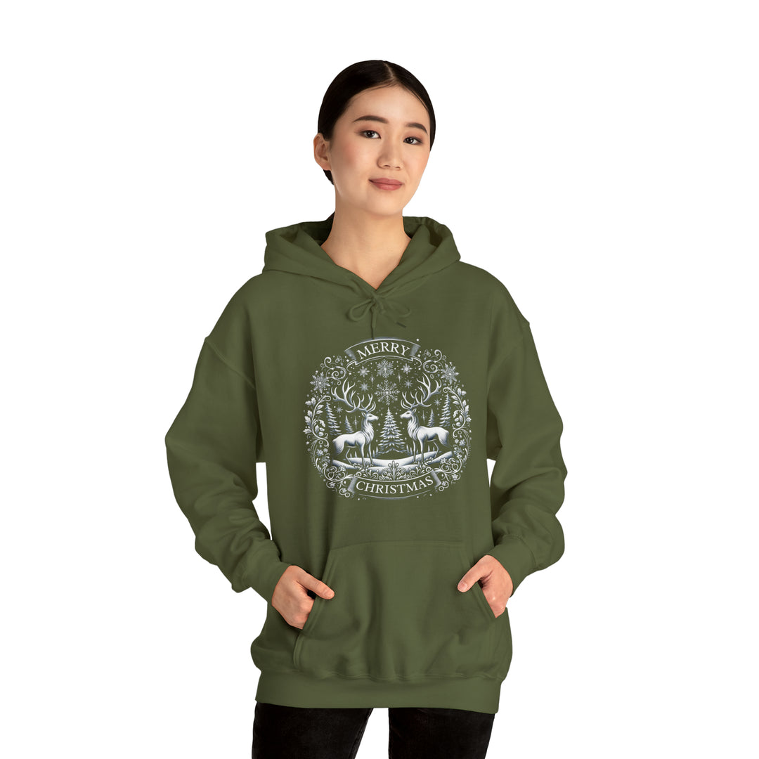 Woodland Reindeer Christmas Elegance Unisex Hoodie - Wave Fusions