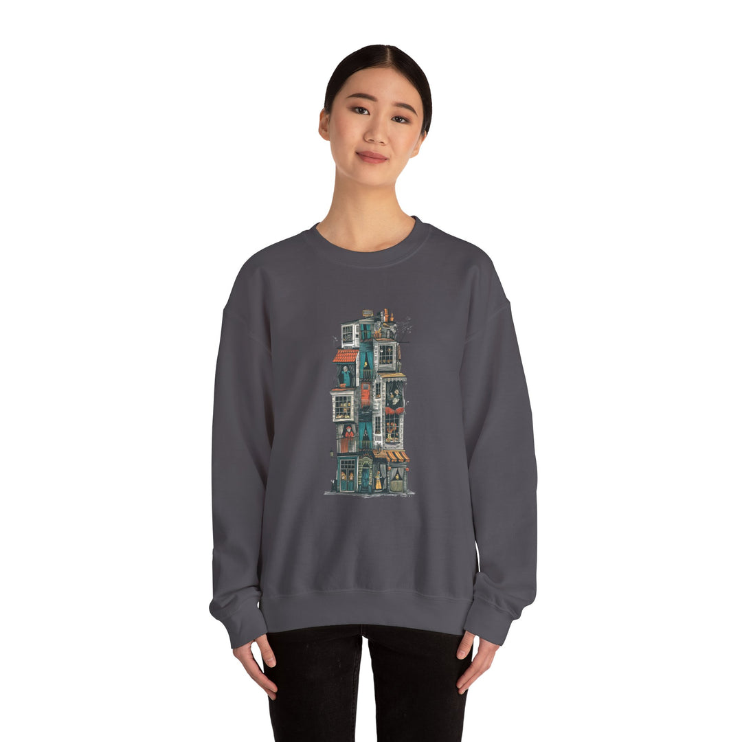 Whimsical Neighbors - Cozy Townhouse Sweatshirt