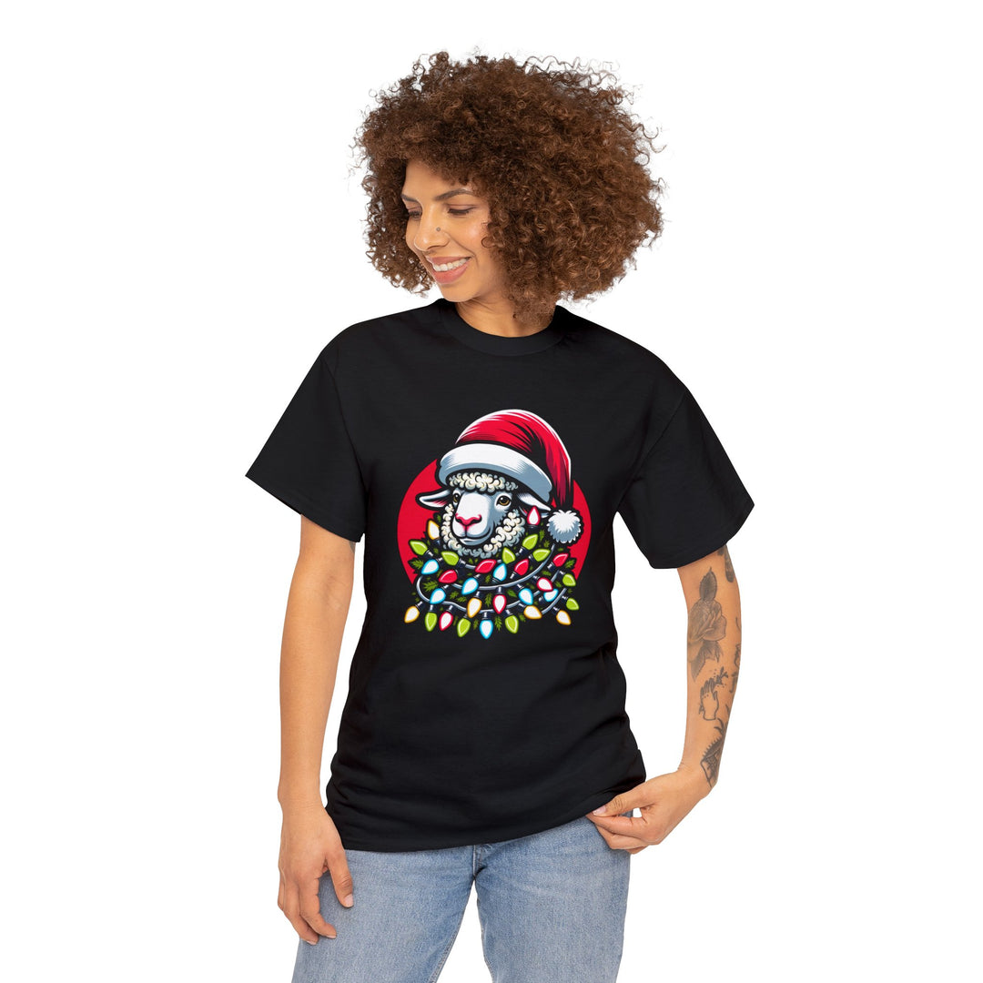 Sheep Christmas Lights Unisex T Shirt - Wave Fusions