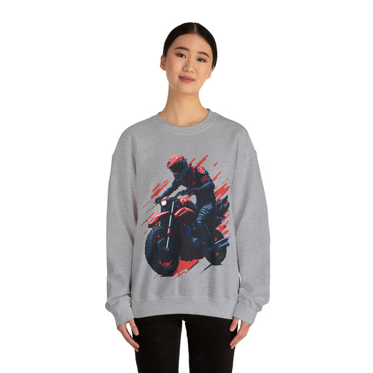 Biker Unisex Heavy Blend Crewneck Sweatshirt - Wave Fusions