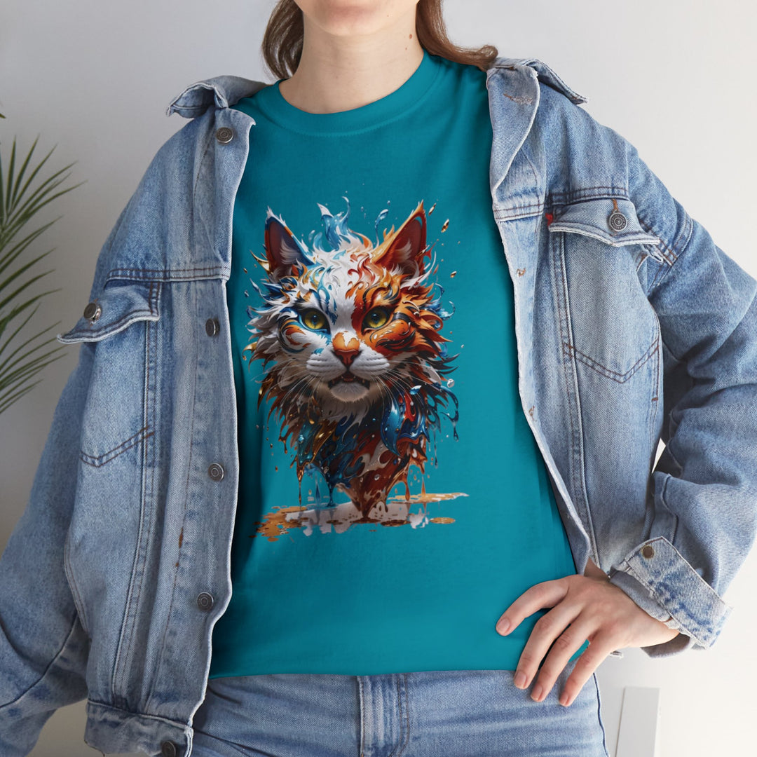 Marine Meow Aqua Purr T-shirt - Cat Splash