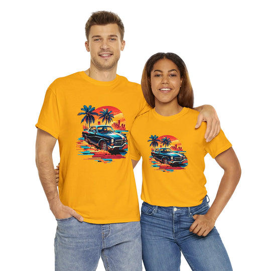 Classic Car Beach Sunset T-shirt   - Vintage City Fashion