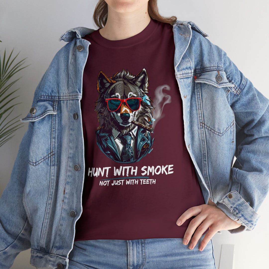 Cool Wolf Legend T-Shirt - I Hunt With Smoke Not Just With Teeth