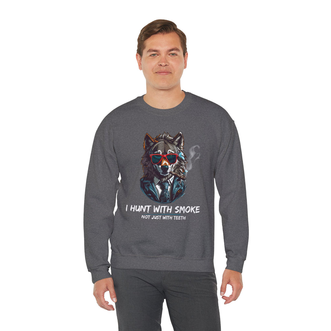 Cool Wolf Legend Sweatshirt - I Hunt With Smoke Not Just With Teeth