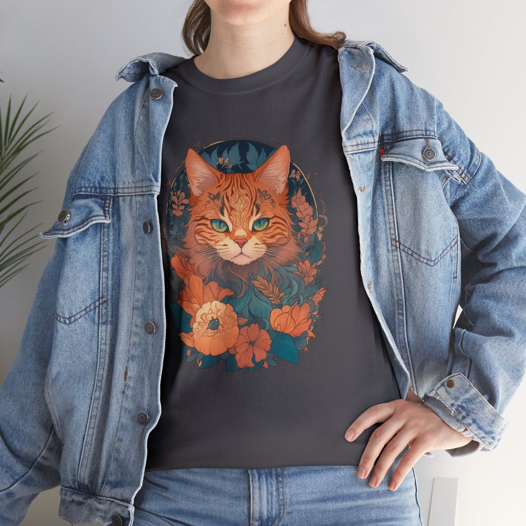 Garden Gaze Cat Petals and Paws T-shirt - Blooming Cat