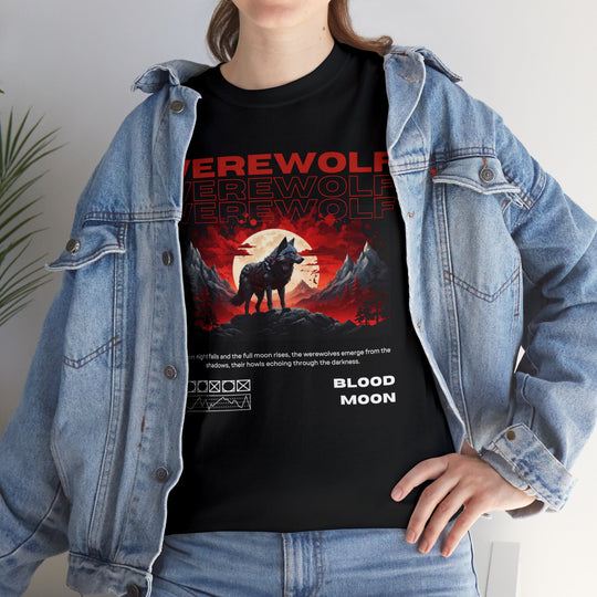 Blood Moon Werewolf T-Shirt - Moonlit Mountain Lore