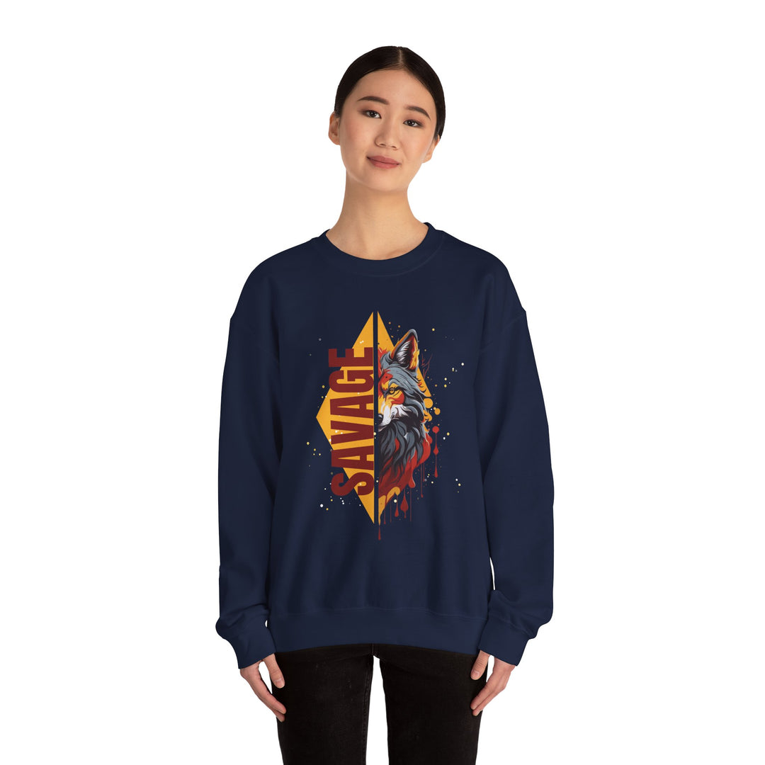 Savage Flame Wolf Sweatshirt - Heat of the Wild