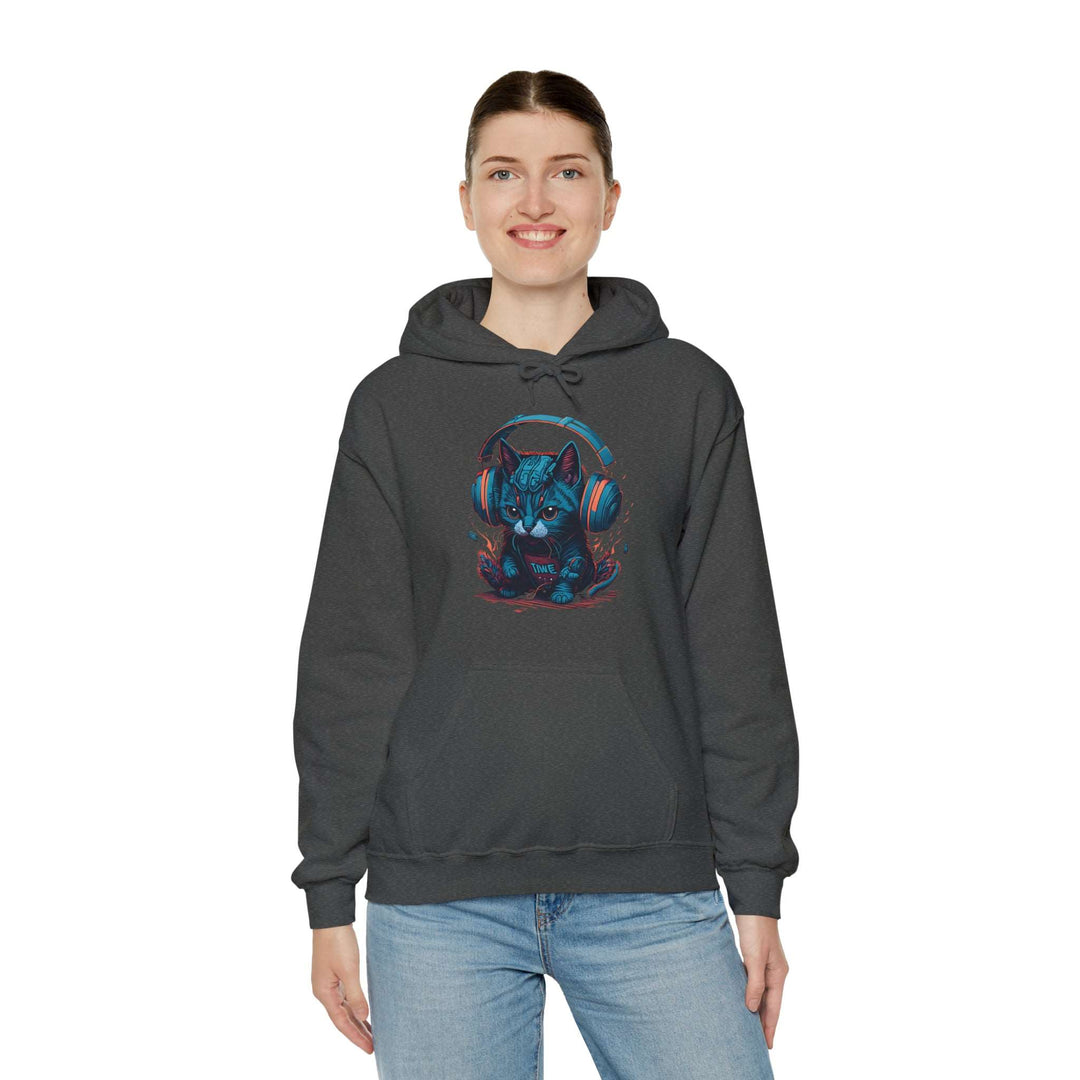 Cat with headset Unisex Hooded Sweatshirt