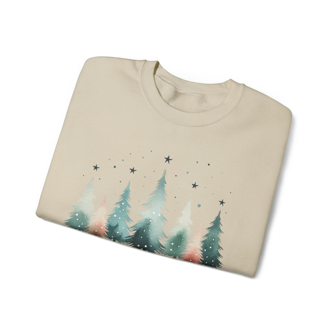 Stars & Snow Cute Christmas Trees Unisex Sweatshirt - Wave Fusions