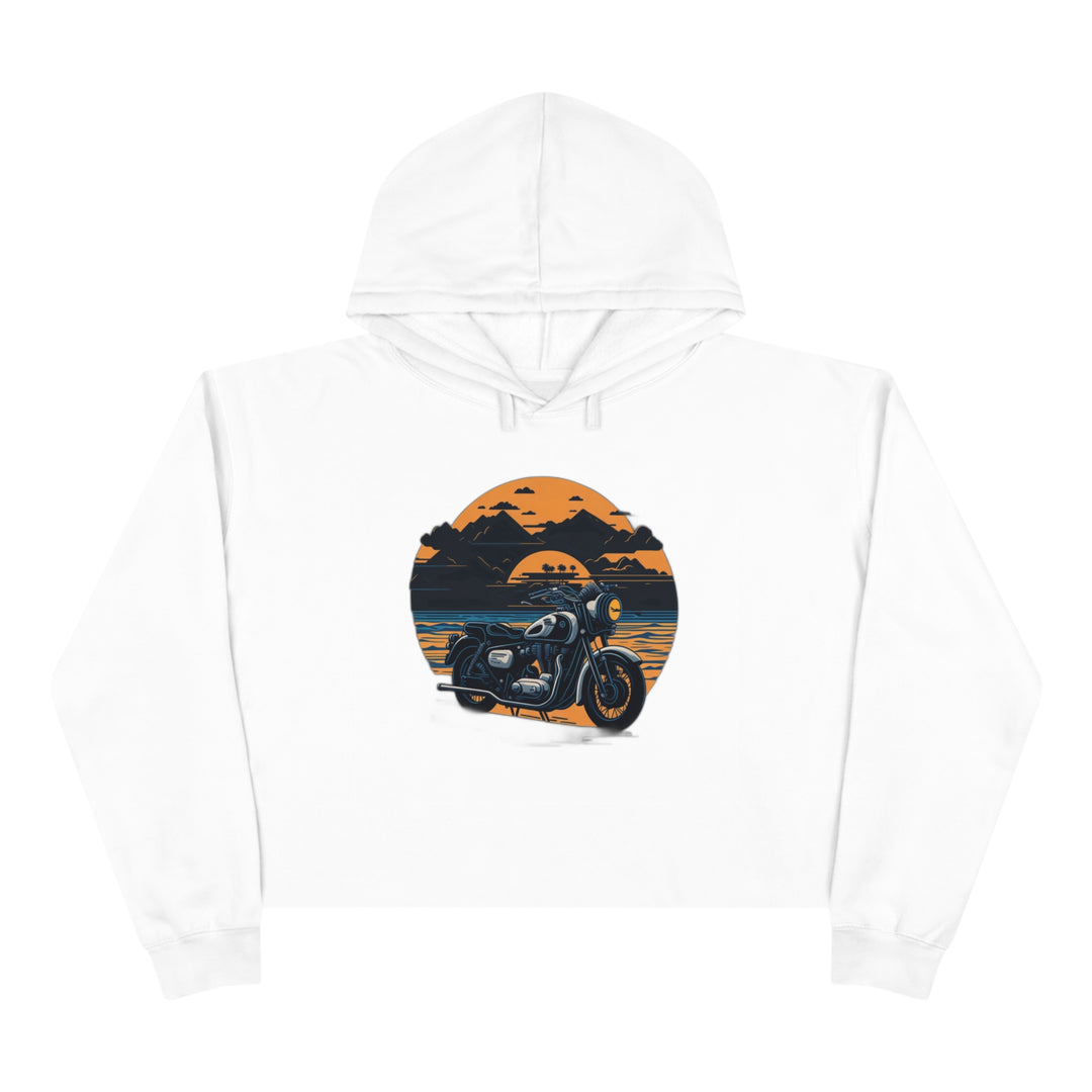 Vintage Bike Crop Hoodie - Wave Fusions