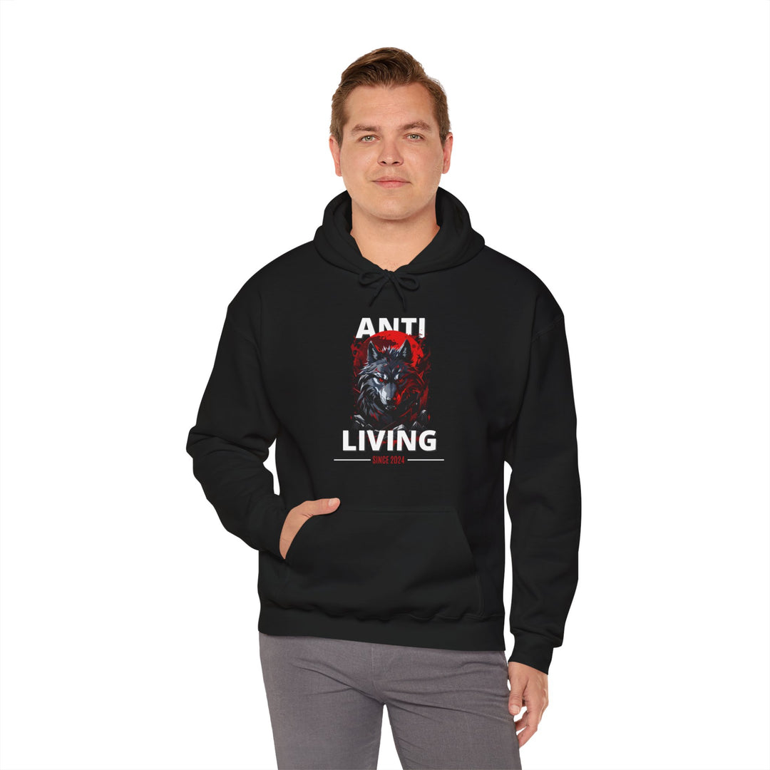 Anti-Living Wolf Hoodie - Dark Rebel Attire