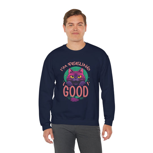 Feelin' Good Feline Sweatshirt - Vibrant Vibes Cat