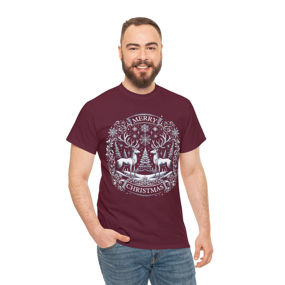 Woodland Reindeer Christmas Elegance Unisex T Shirt - Wave Fusions