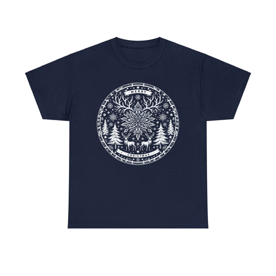 Snowflake Majesty Christmas Medallion Unisex T Shirt - Wave Fusions