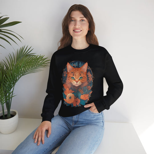 Garden Gaze Cat Petals and Paws Sweatshirt - Blooming Cat