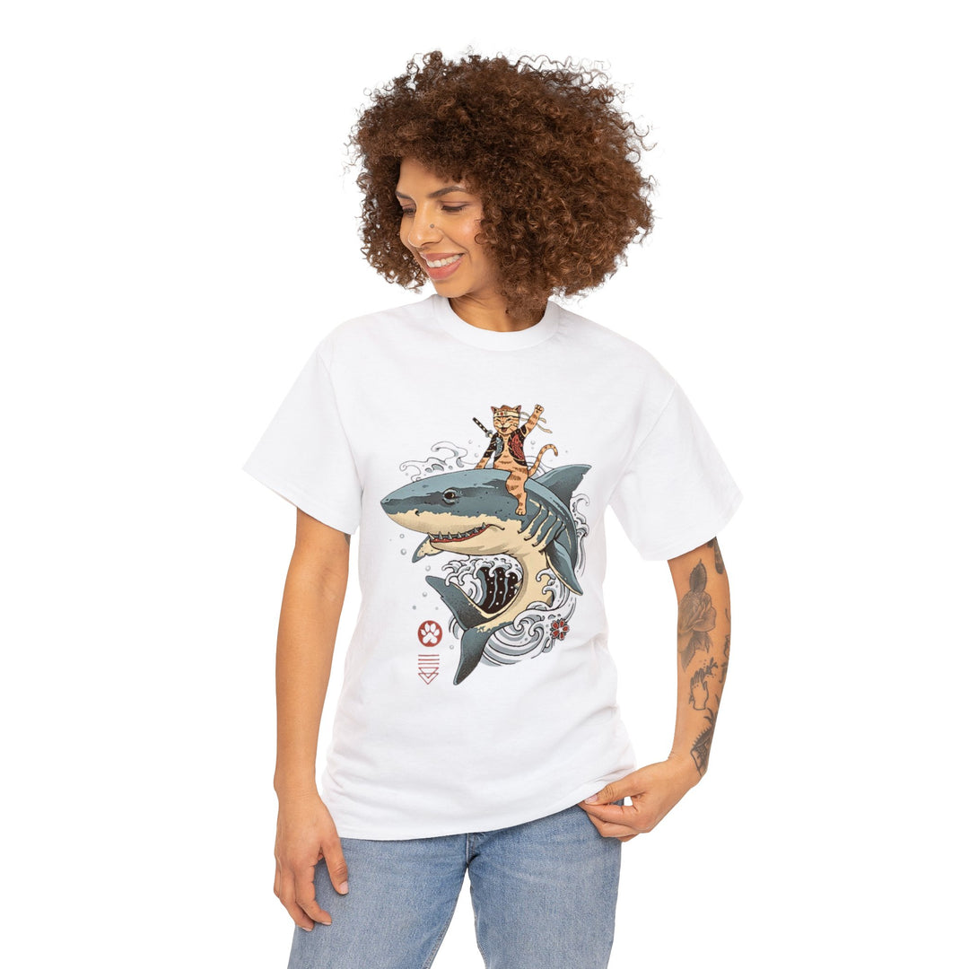 Shark Rider Cat T-Shirt - Aquatic Adventure Gear