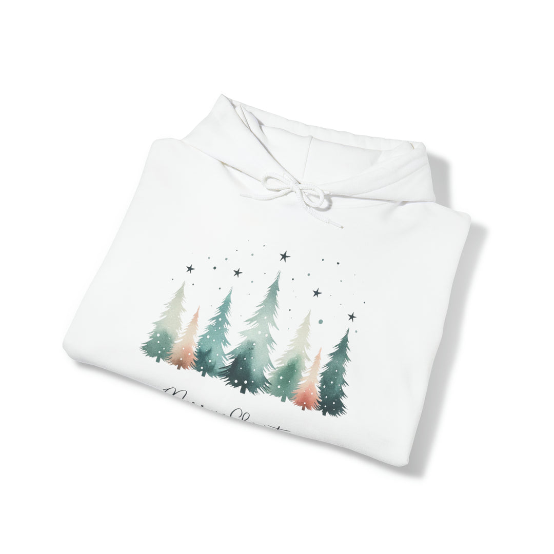 Star & Snow Cute Christmas Trees Unisex Hoodie - Wave Fusions