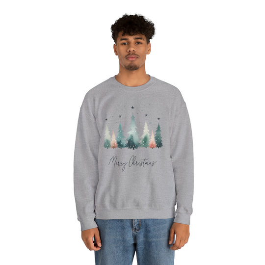 Stars & Snow Cute Christmas Trees Unisex Sweatshirt - Wave Fusions