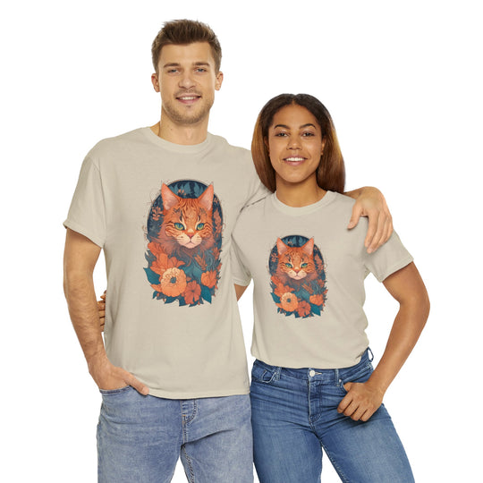 Garden Gaze Cat Petals and Paws T-shirt - Blooming Cat