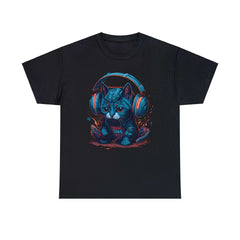 Cat With Headset Unisex Heavy Cotton Tee