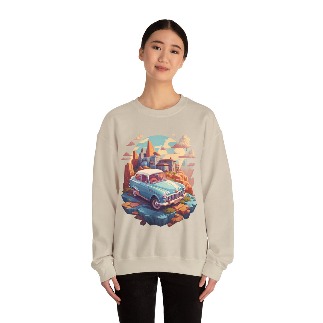 Vintage Car Sky City Sweatshirt - Vintage City Fashion