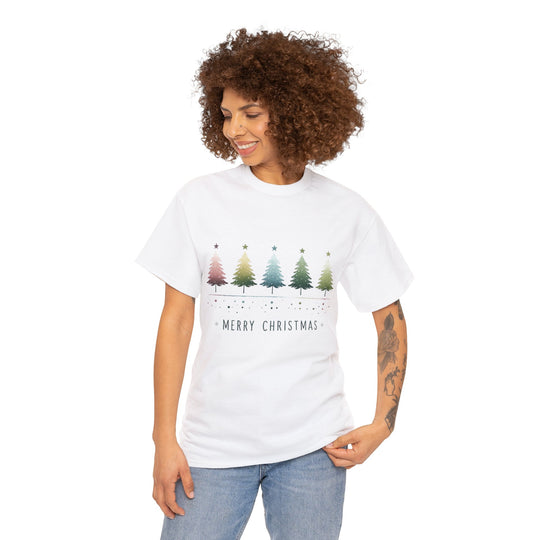 Pastel Forest Noel Christmas Trees Unisex T Shirt - Wave Fusions