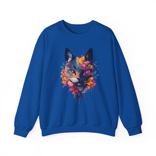 Floral Feline Grace Blossom Kitty Sweatshirt - Artistic Cat Flair