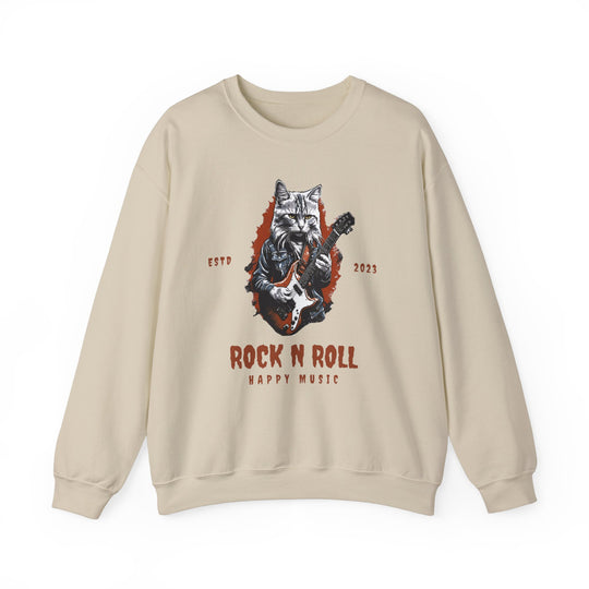 Rock N Roll Cat Guitarist Sweatshirt- Happy Tunes