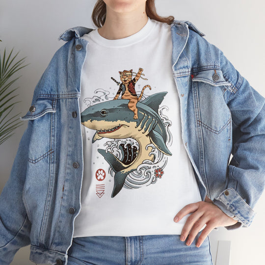 Shark Rider Cat T-Shirt - Aquatic Adventure Gear