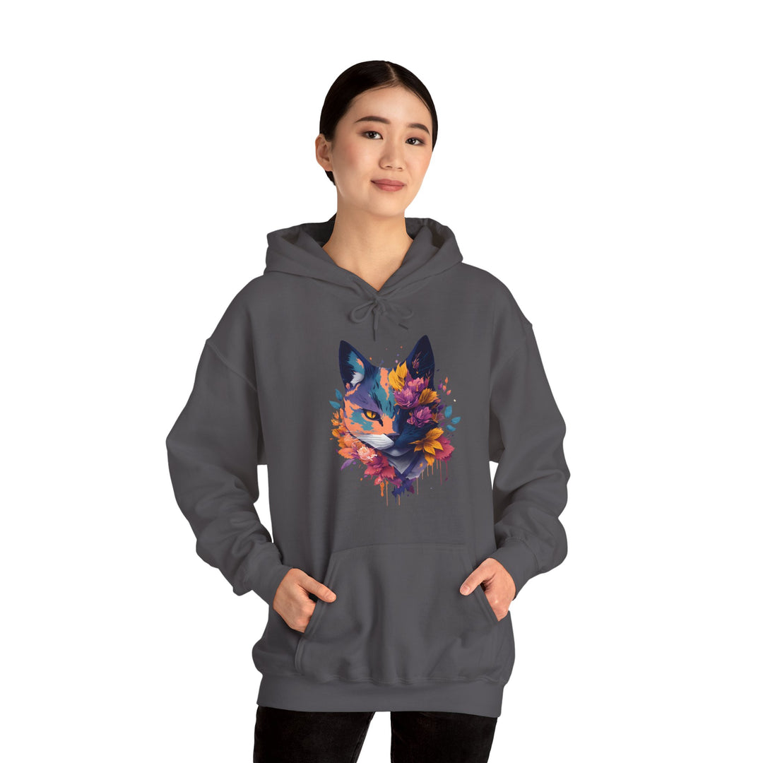 Floral Feline Grace Blossom Kitty Hoodie - Artistic Cat Flair