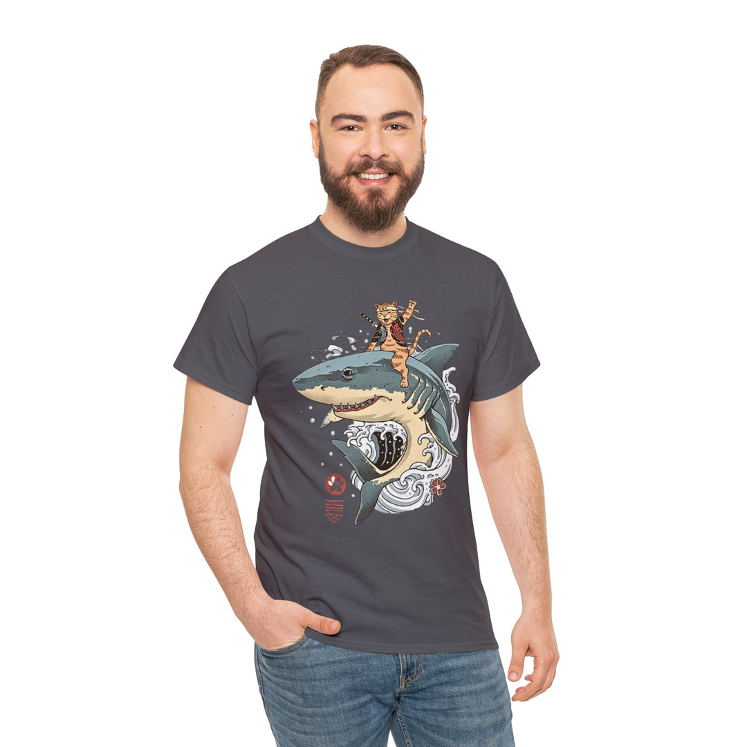 Shark Rider Cat T-Shirt - Aquatic Adventure Gear