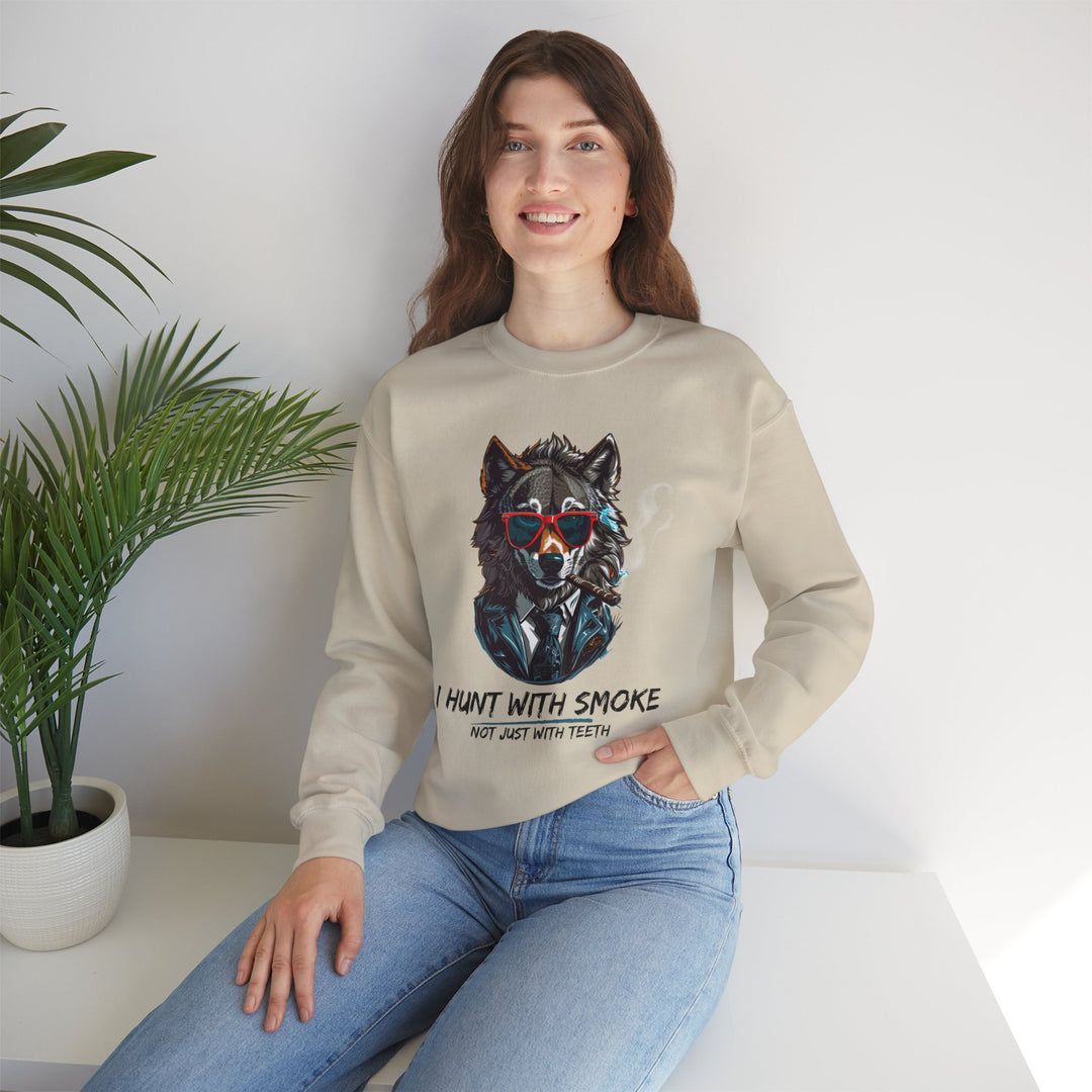 Cool Wolf Legend Sweatshirt - I Hunt With Smoke Not Just With Teeth