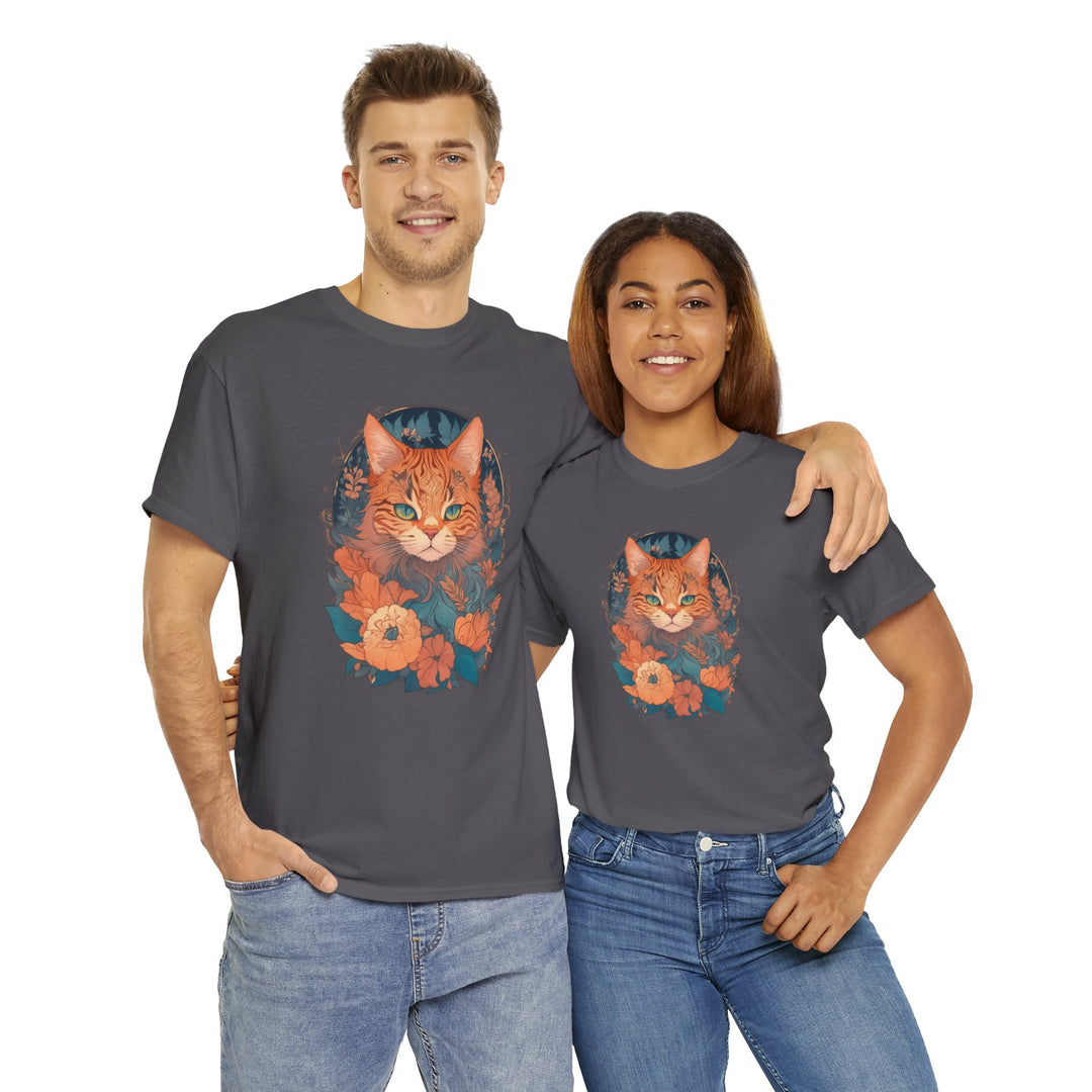 Garden Gaze Cat Petals and Paws T-shirt - Blooming Cat