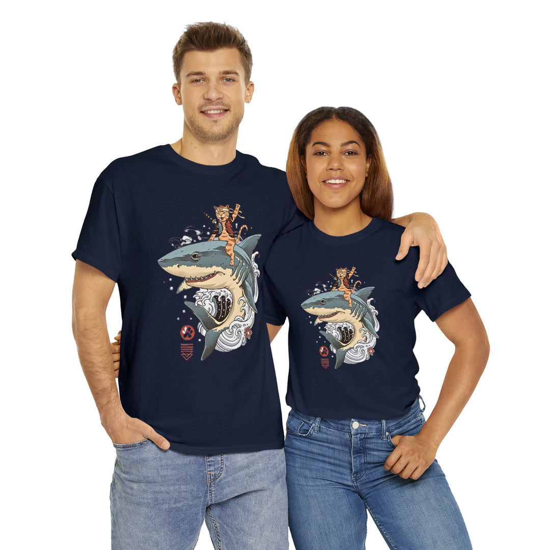 Shark Rider Cat T-Shirt - Aquatic Adventure Gear