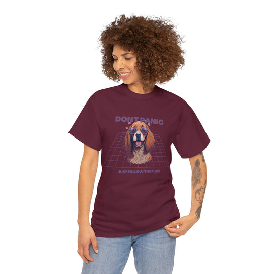 Don't Panic Just Follow The Flow Dog  T-shirt - Chill Wear