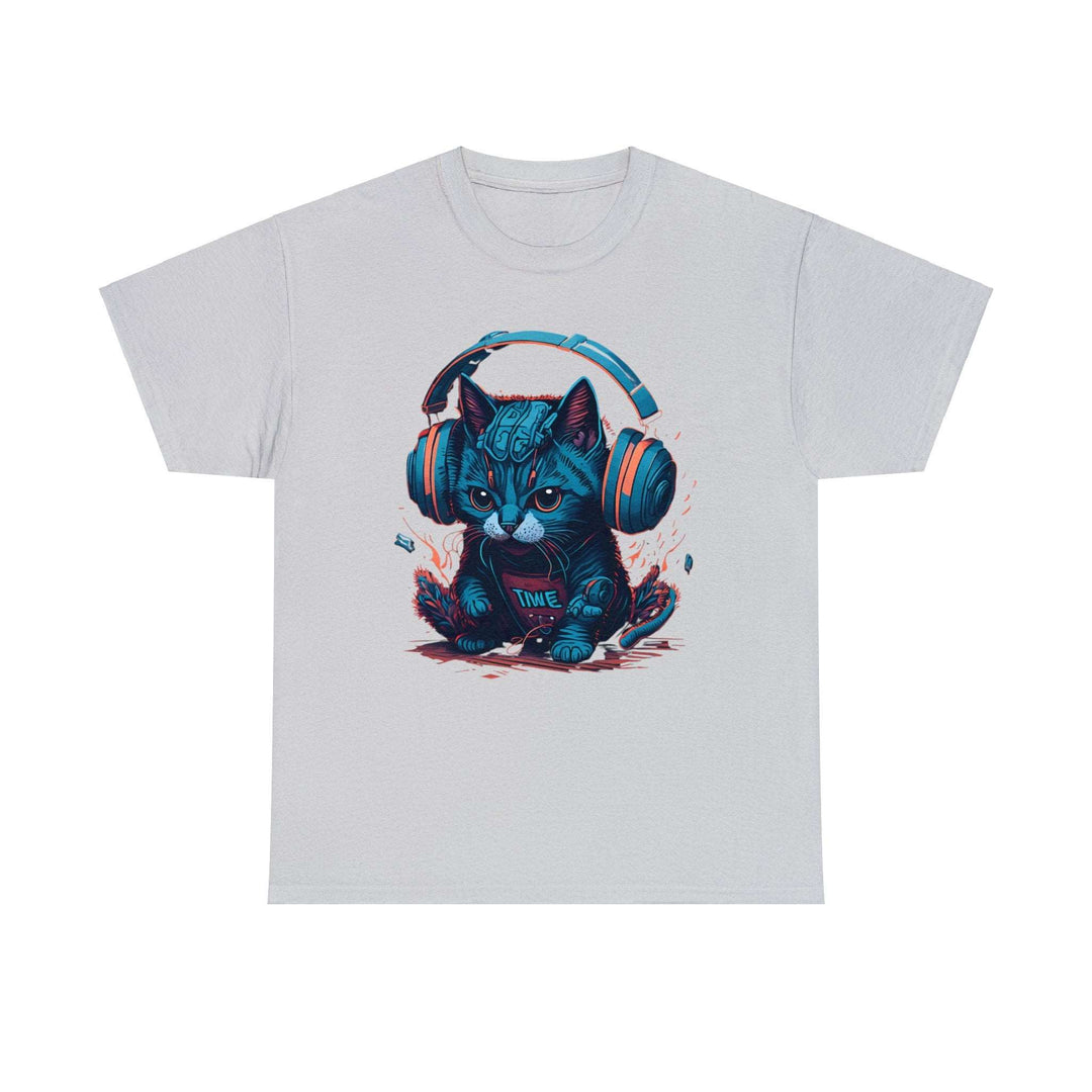 Cat With Headset Unisex Heavy Cotton Tee