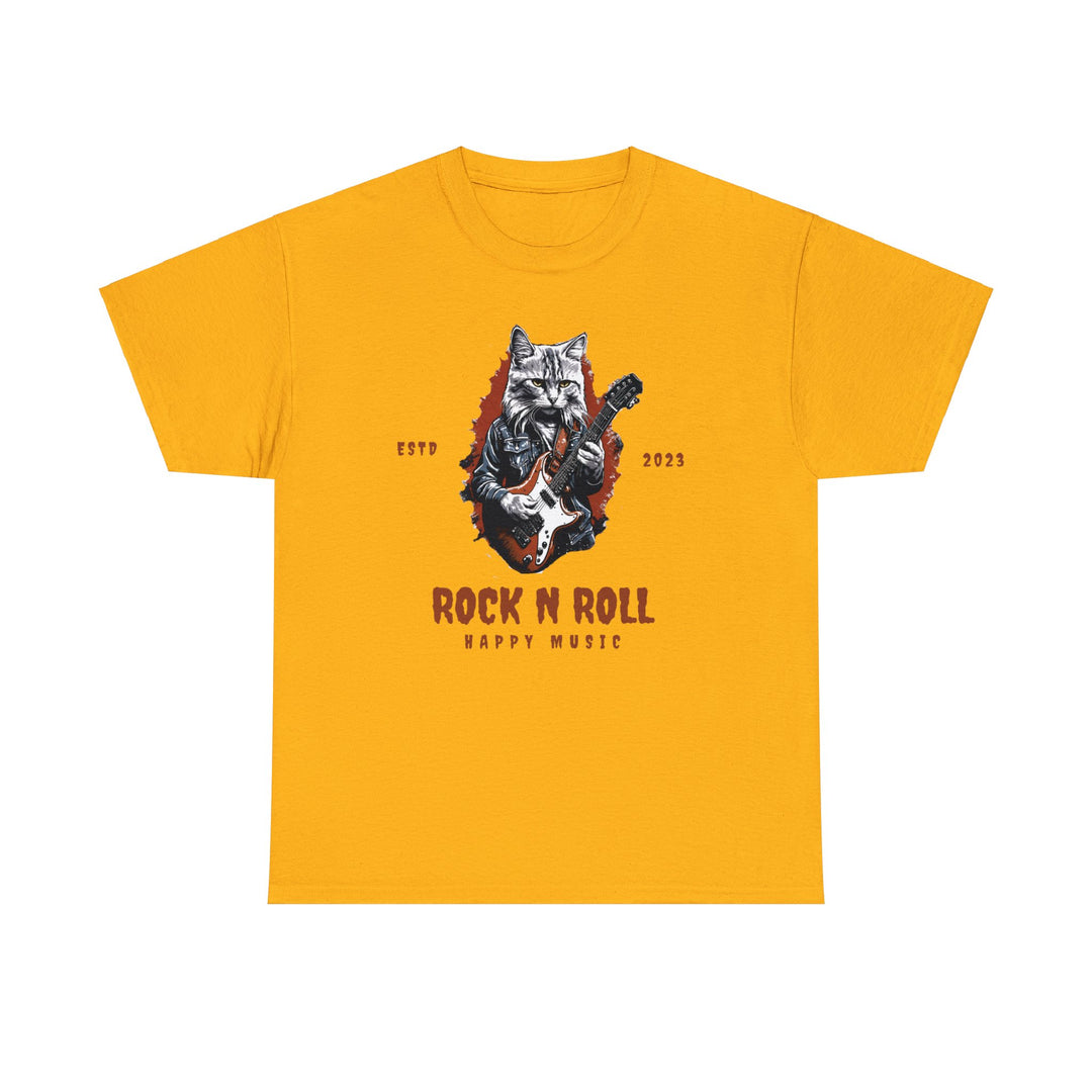 Rock N Roll Cat Guitarist T-Shirt - Happy Tunes