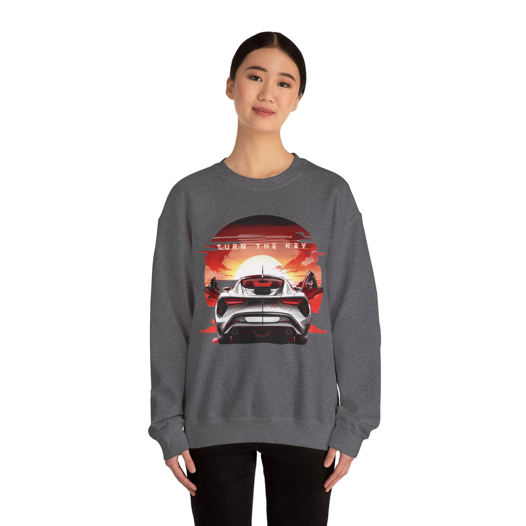 Turn the Key Redline Sunset Escape Sweatshirt - Wave Fusions Thrill Seeker Collection