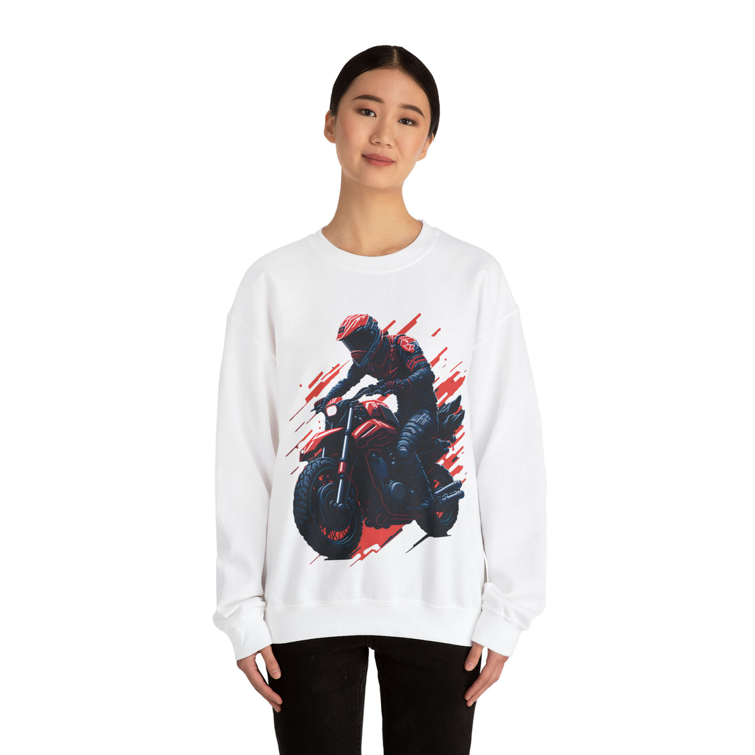 Biker Unisex Heavy Blend Crewneck Sweatshirt - Wave Fusions