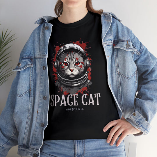 Cosmic Cat Spacewalk Astronaut T-shirt