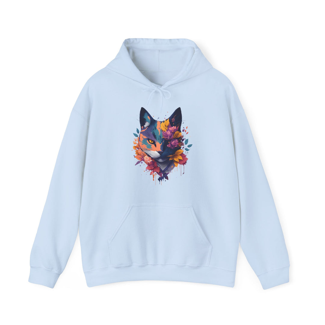 Floral Feline Grace Blossom Kitty Hoodie - Artistic Cat Flair