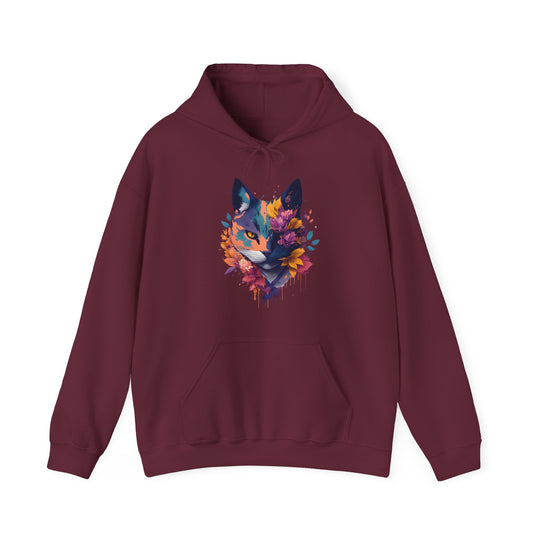 Floral Feline Grace Blossom Kitty Hoodie - Artistic Cat Flair