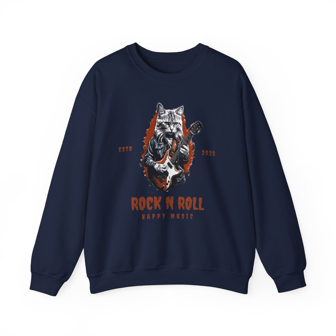 Rock N Roll Cat Guitarist Sweatshirt- Happy Tunes