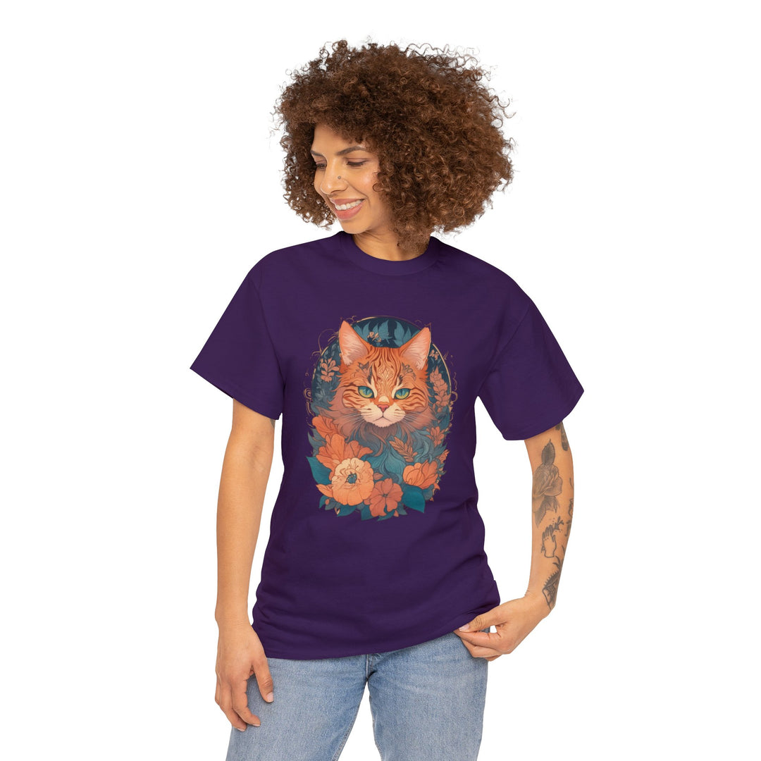 Garden Gaze Cat Petals and Paws T-shirt - Blooming Cat