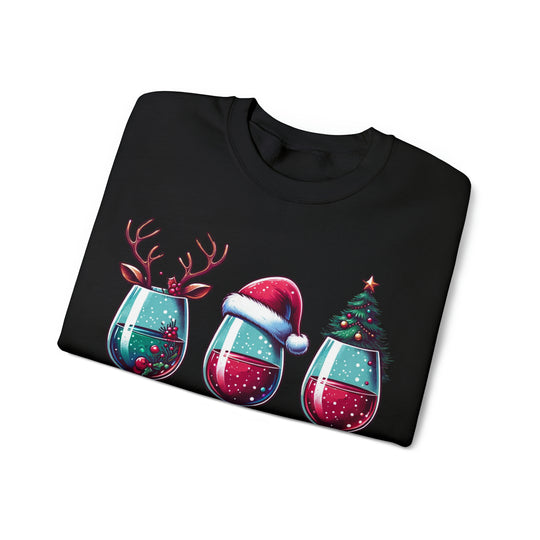 Wine Christmas Spirit Glasses Unisex Sweatshirt - Wave Fusions