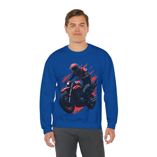 Biker Unisex Heavy Blend Crewneck Sweatshirt - Wave Fusions