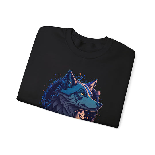 Lone Wolf Majesty Sweatshirt- Vibrant Wilderness