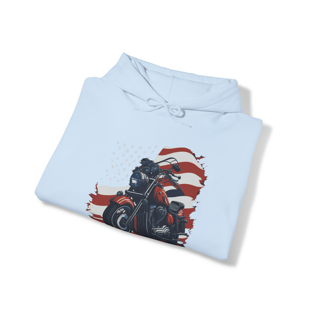 USA Flag Vintage Bike Unisex Hoodie - Wave Fusions